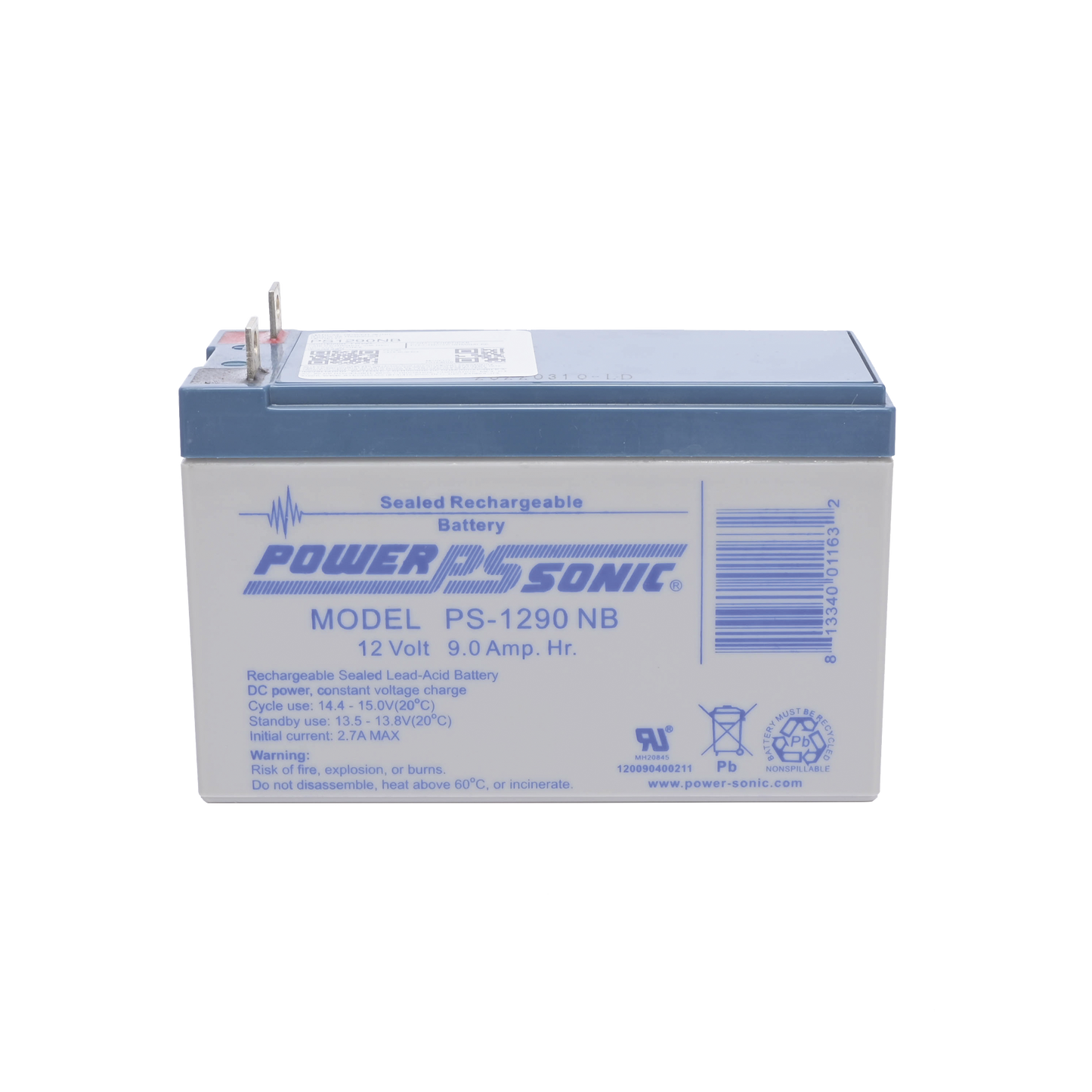 PS-1290-NB|Batería 12V, 9AH, Para Respaldo, Tecnologías AGM/VRLA, 5 Años Vida Útil, Terminales NB, Reconocida UL