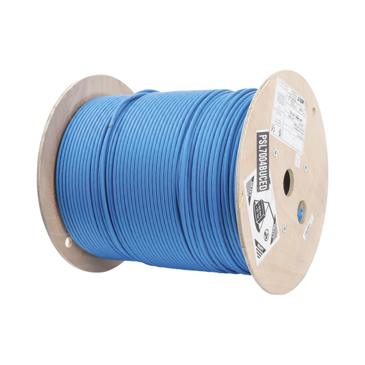 PSL7004BU-CED|Bobina de Cable Blindado S/FTP de 4 pares, Cat7, Inmune a Ruido e Interferencias, LSZH (Bajo humo, Cero Halógenos), Color Azul, Bobina de 500 m