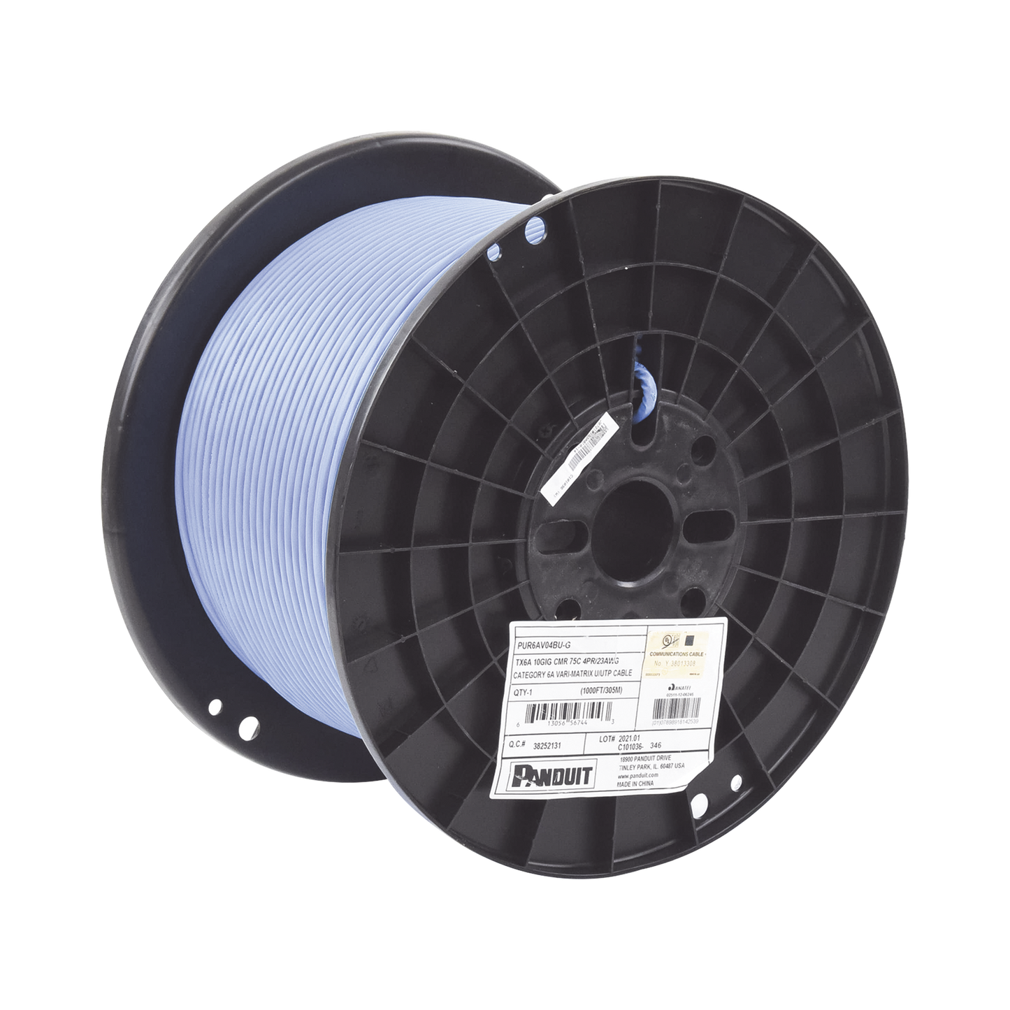 PUR6AV04BU-G|Bobina de Cable UTP de 4 Pares, Vari-MaTriX, Cat6A, 23 AWG, CMR (Riser), Color Azul, 305m