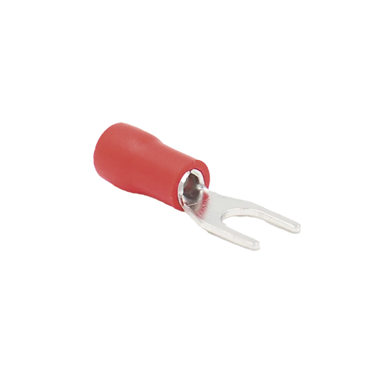 RA1147|Terminal tipo horquilla ( espada ) aislada / 22 - 16 AWG / Rojo / Paquete de 25 piezas.