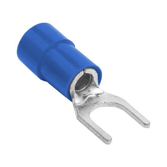 RB1157-100|Terminal tipo horquilla ( espada ) aislada / 16 - 14 AWG / Az??l / Paquete de 25 piezas.