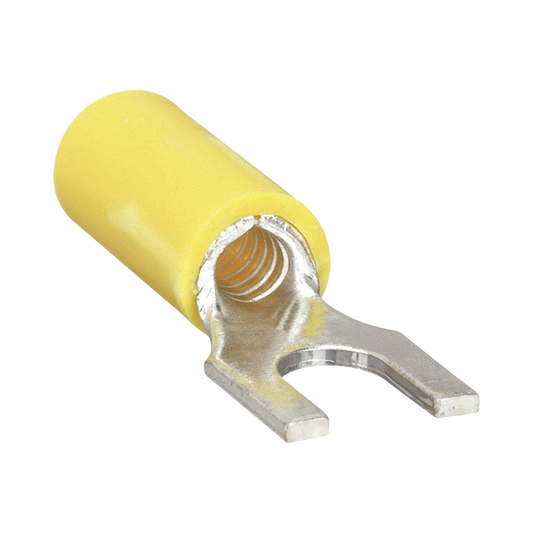 RC1157-100|Terminal tipo horquilla ( espada ) aislada / 12 - 10 AWG / Amarillo / Paquete de 25 piezas.