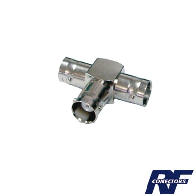 RFB-1131|Adaptador Triple en T para 50 Ohm de BNC Hembra a Doble BNC Hembras, NÌ?quel/ Plata/ TeflÌ?n. - ISTEN