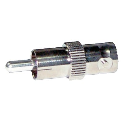 RFB-1140|Adaptador de BNC Hembra a RCA Macho en 50 Ohm para Fono, uso en Aplicaciones de Audio-Video, Níquel/ Plata/ Delrin.