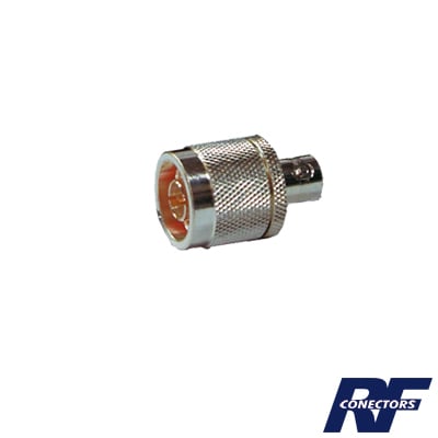 RFN-1037-1|Adaptador en Línea de Conector N Macho a BNC Hembra, Plata/ Oro/ Teflón.