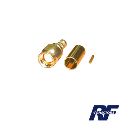 RP-3000-1C|Conector SMA Macho Inverso de Anillo Plegable para cables 8240, RG-58/U, Oro/ Oro/ Teflón.
