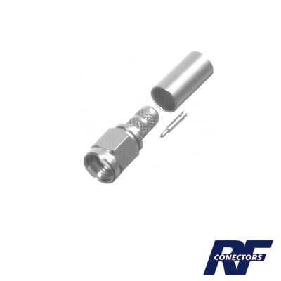 RSA-3000-C|Conector SMA Macho de anillo plegable para cable RG-58/U, Niquel / Oro / Teflón.