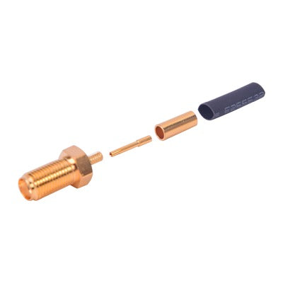 RSA-3050-1B|Conector SMA Hembra de Anillo Plegable para Cables RG-174/U, 8216, Oro/ Oro/ Teflón.