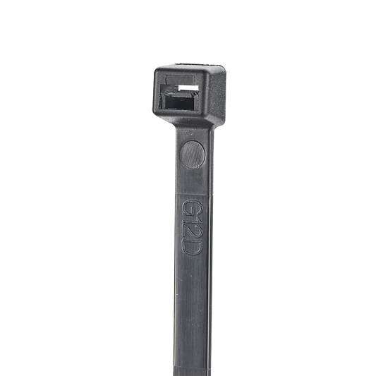 S12-40-C0|Cincho de Nylon 6.6 StrongHold™, 300mm largo x 3.6mm ancho, Color Negro, Exterior Resistente a Rayos UV, Paquete de 100pz