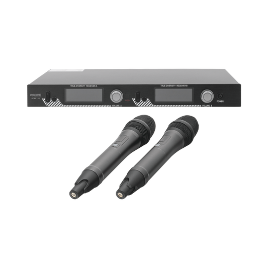 SF-521UH|Kit de Microfon?¡a inal?ímbrico | 2 Micr??fonos de mano | Receptor UHF | Pantalla LCD | 200 Canales |?áGran cobertura