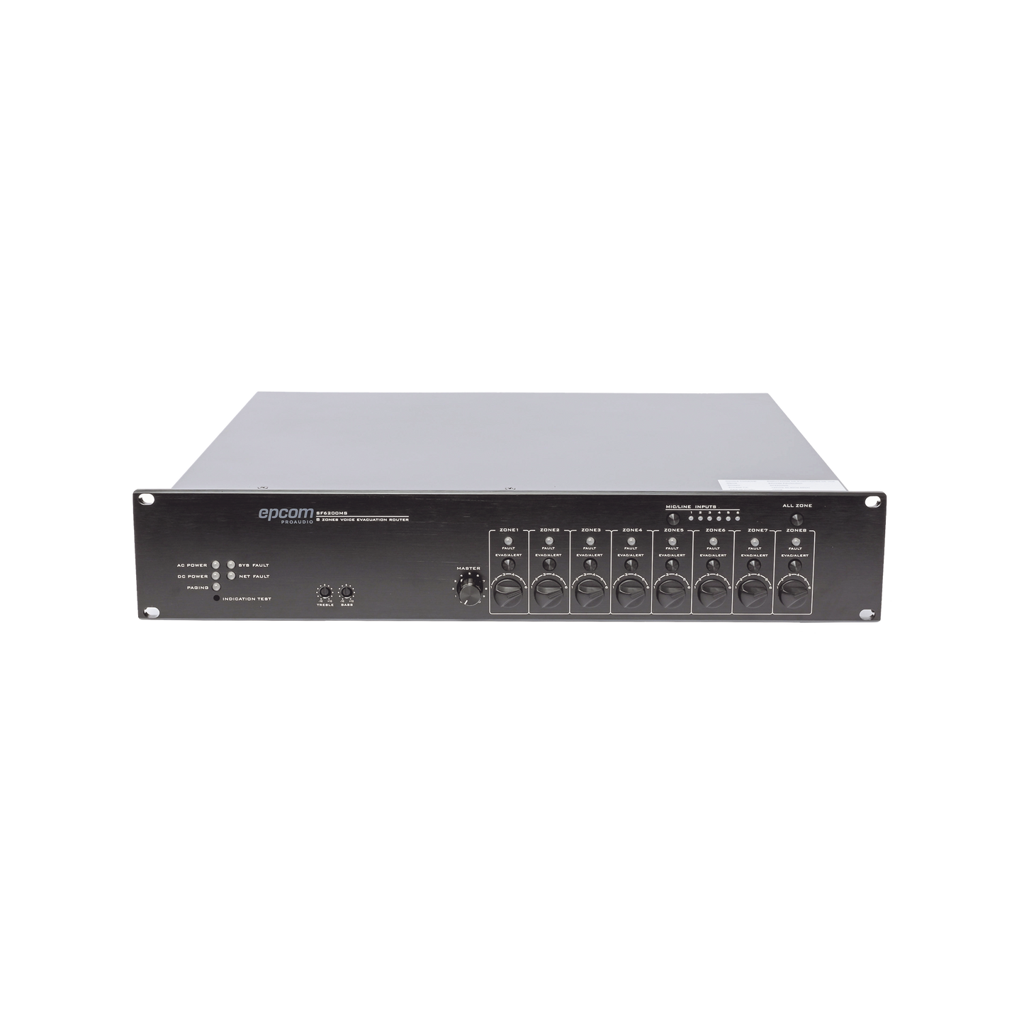 SF-6200MS|Controlador de Extensión de Evacuación de Voz | 8 Zonas | 500W | Soporta Máx. 19 SF6200MS en Cascada