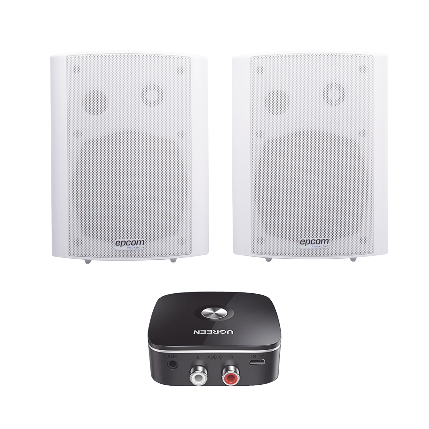 SF775AW/BT|Kit Altavoces + Modulo Receptor BT | Montaje en Pared | 2x20W RMS | Material ABS y Reja Met?ílica | Bracket de Metal | Color Blanco