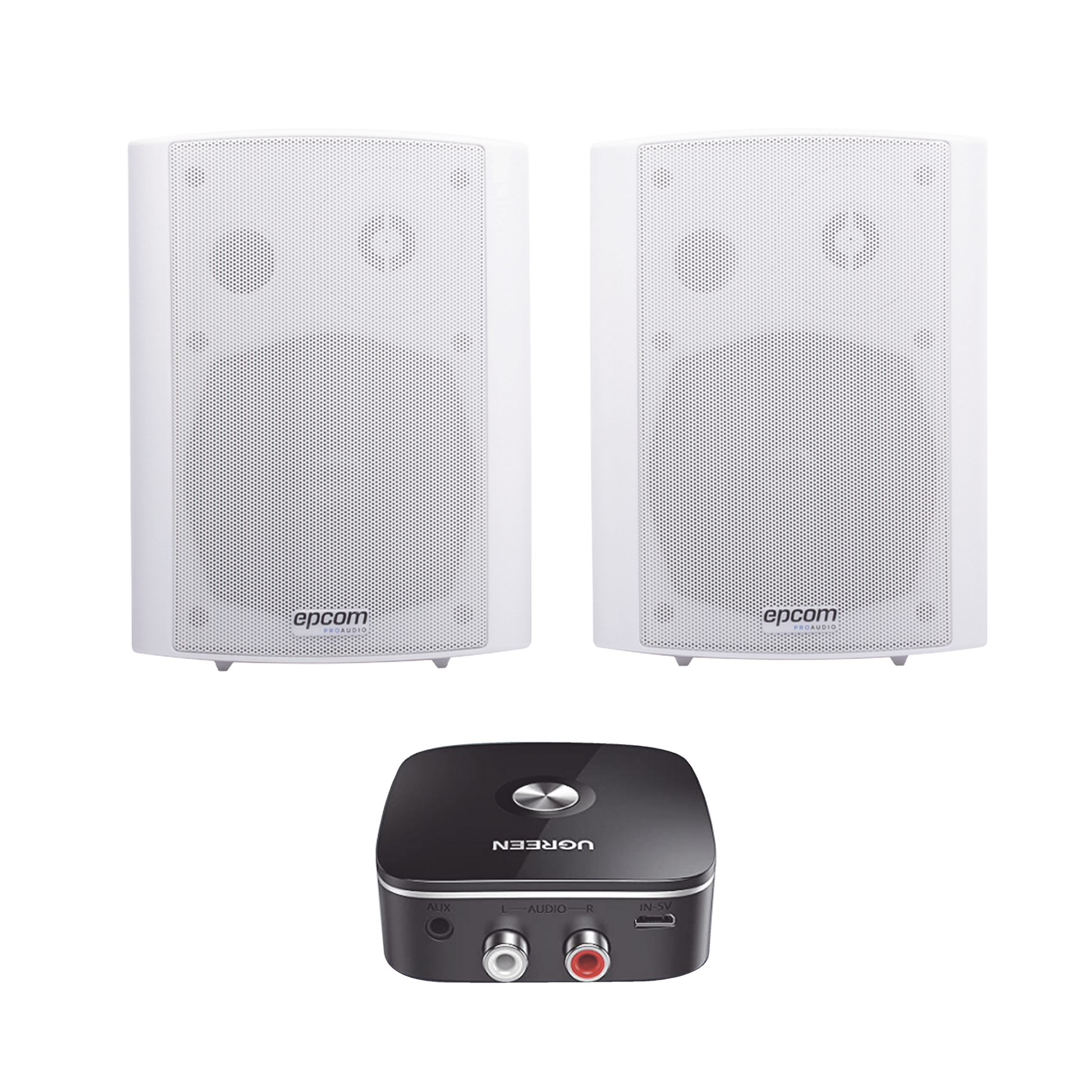SF775AW/BT|Kit  Altavoces + Modulo Receptor BT | Montaje en Pared | 2x20W RMS | Material ABS y Reja Met?ílica | Bracket de Metal | Color Blanco