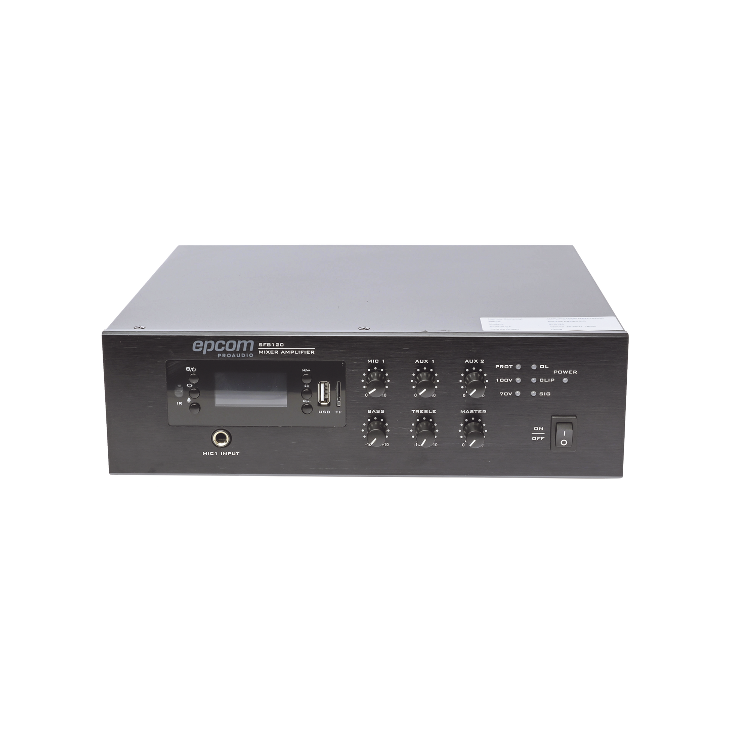 SF-B120|Mini Amplificador de Audio Mezclador | 120W RMS | Sistema 70/100V | MP3 | Tuner | Bluetooth | Musica ambiental y Voceo