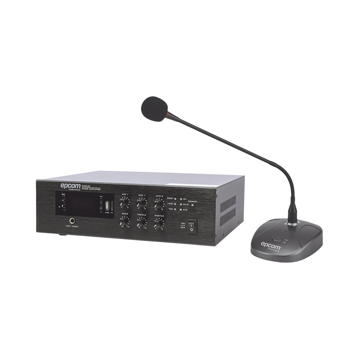SFB240/MIC|KIT de Amplificador de Audio de 240W Modelo SFB240 | más Micrófono de Escritorio Modelo SF621A