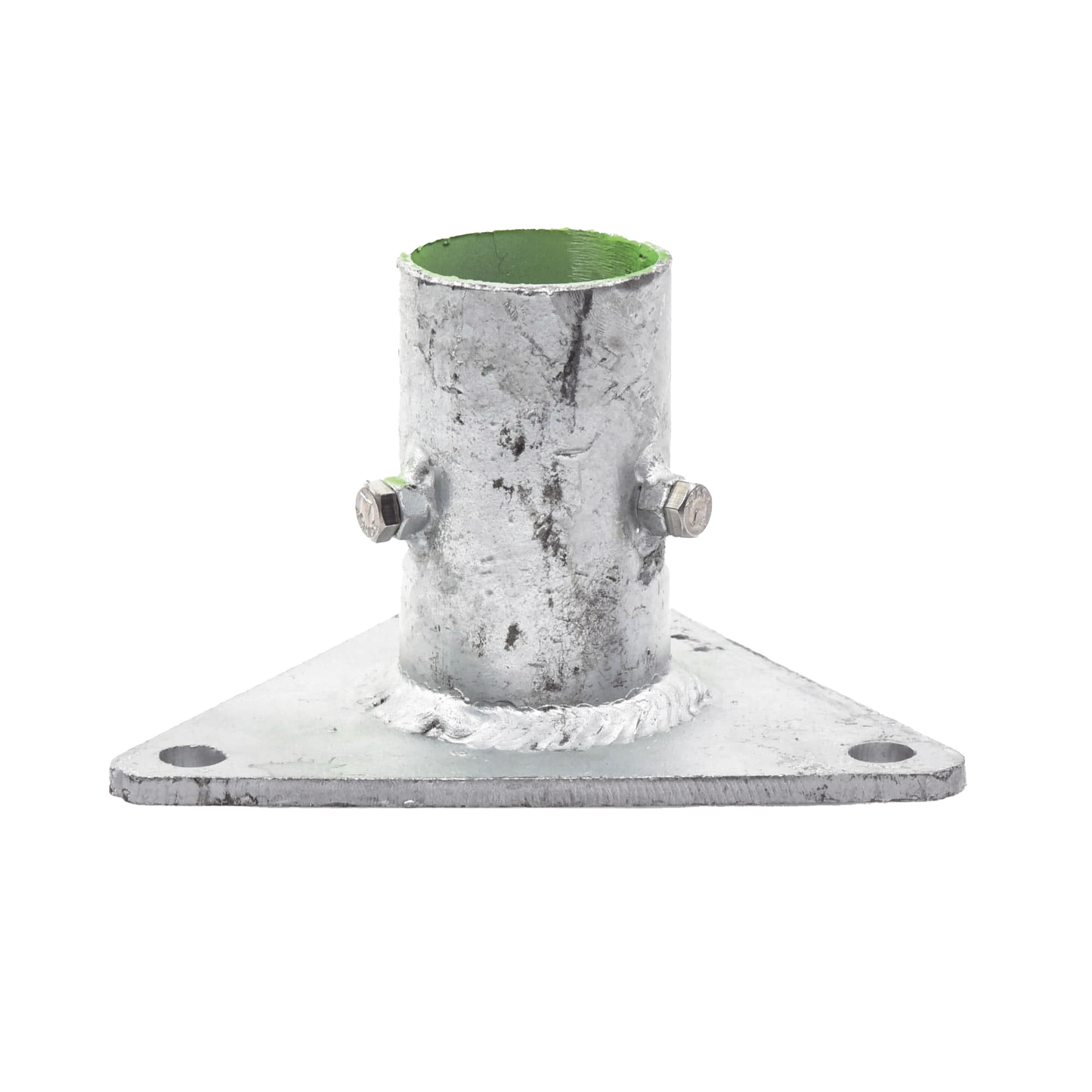 SLM-BA-5G|Base Triangular para Mástil de 1" a 2" con Opresores. Galvanizado por Inmersión en Caliente.