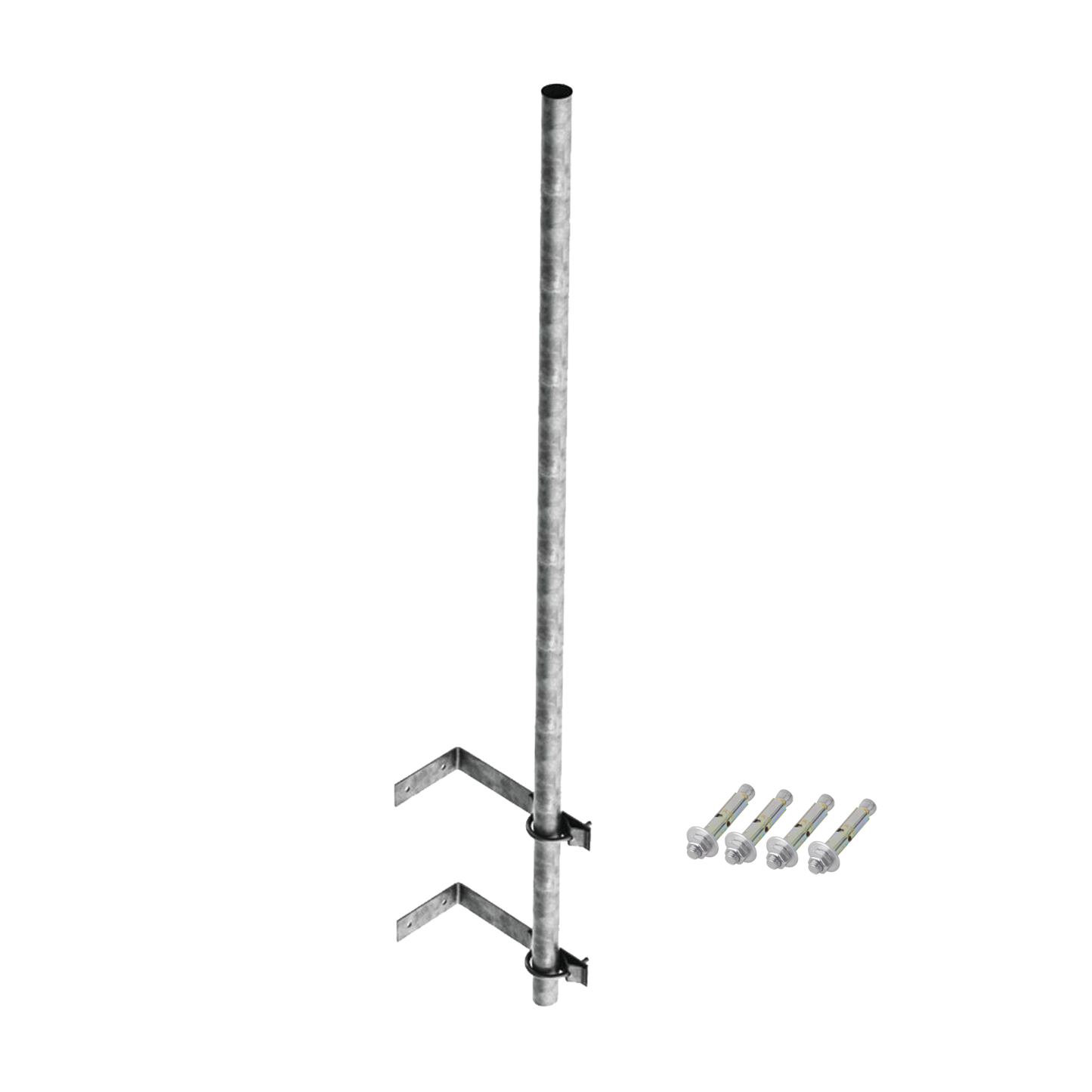 SMR-P1|Mástil de 3 m de 1-1/4" diámetro ced. 30 con Herrajes para Sujeción a Pared.
