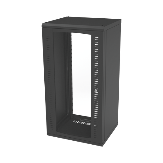 SR-1924-GFP|Gabinete para Montaje en Pared, Puerta de Cristal Templado, Cuerpo Fijo con Rack 19" de 24 Unidades