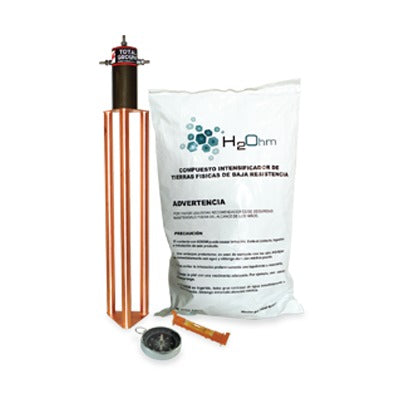 TG-45AB-AI|Kit Antivandalico de puesta a tierra de 45 A con Electrodo, Acoplador en Filtro y Compuesto H2Ohm.
