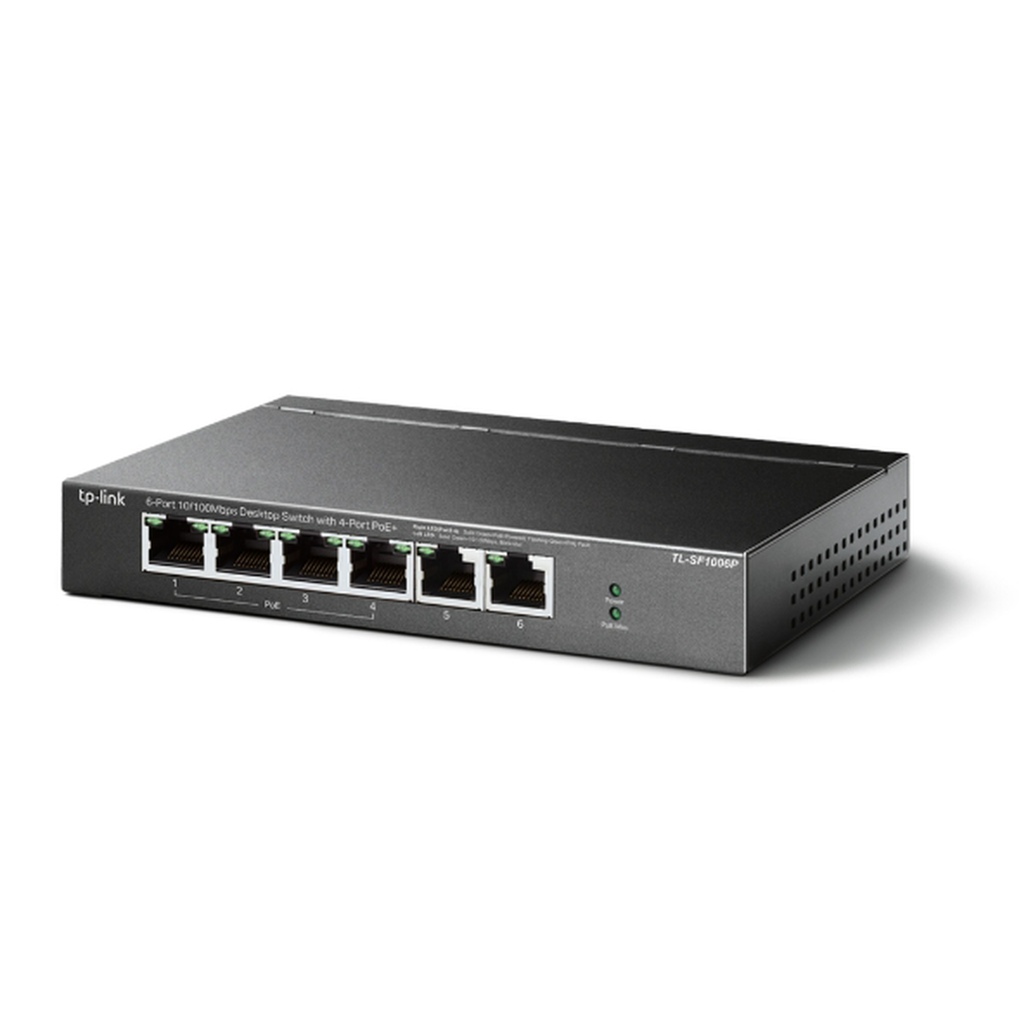 TLSF1006P|Switch PoE no Administrable de escritorio / 6 puertos 10/100 Mbps / 4 puertos PoE af/at / Presupuesto 67 W / Modo Extensor hasta 250 m / Calidad video prioritaria