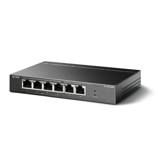 TLSF1006P|Switch PoE no Administrable de escritorio / 6 puertos 10/100 Mbps / 4 puertos PoE af/at / Presupuesto 67 W / Modo Extensor hasta 250 m / Calidad video prioritaria