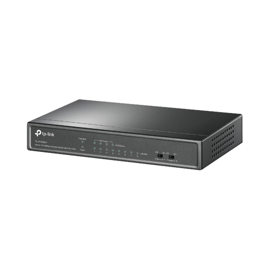 TLSF1008LP|Switch PoE no Administrable de escritorio 8 puertos 10/100 Mbps, 4 puertos PoE, 41 W, modo extensor PoE hasta 250 metros.