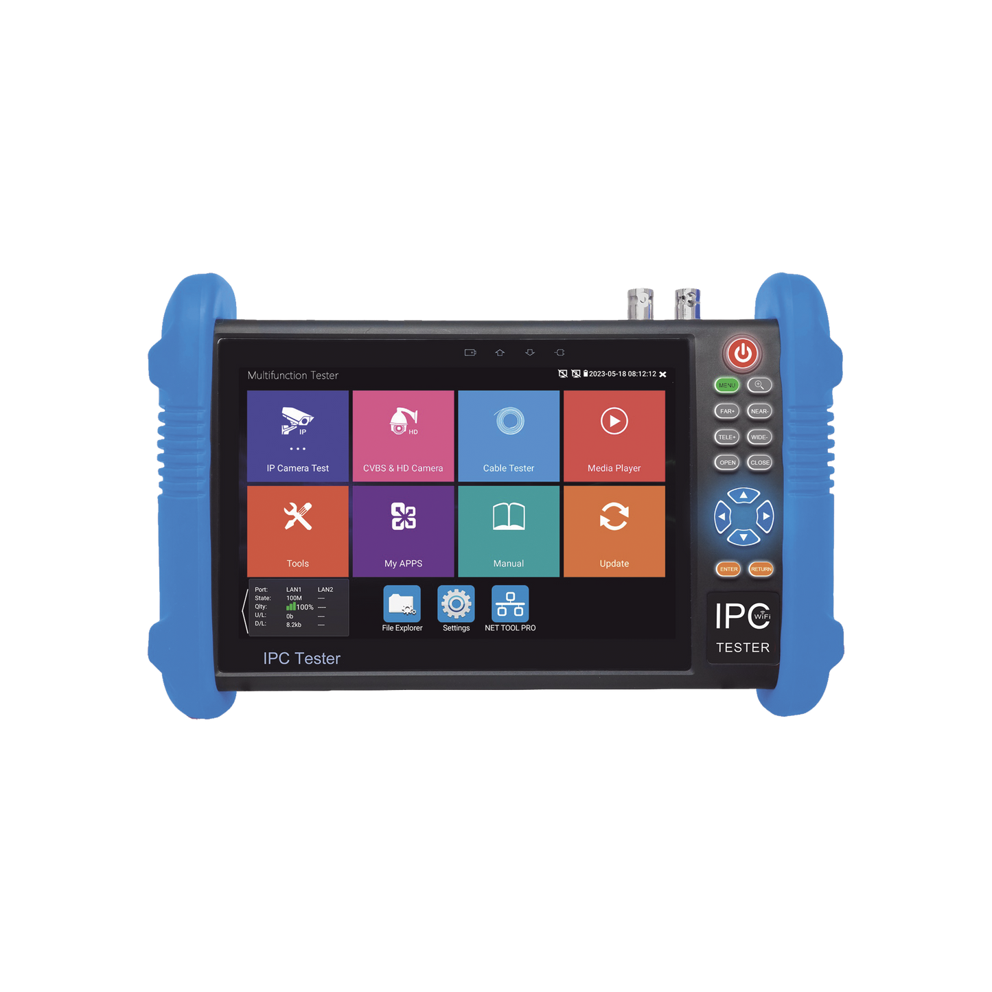 TPTURBO8K|Probador de V?¡deo Android con Pantalla LCD de 7" para IP ONVIF / HD-TVI (8MP), HD-CVI (8MP) y AHD (5MP) / Wi-Fi, Scanner IP, WiFi, entrada HDMI