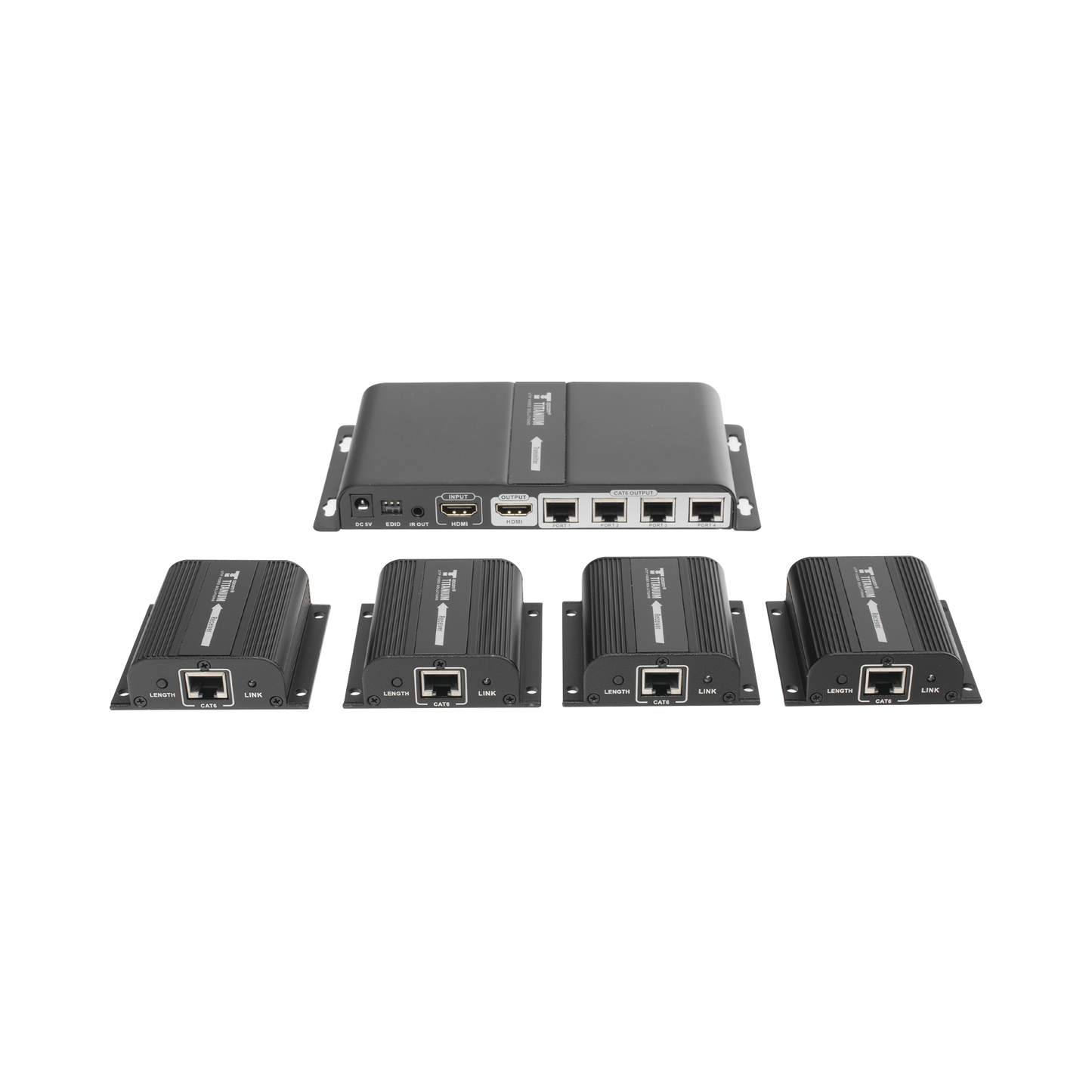 TT714PRO|Kit Divisor y Extensor HDMI (Extender Splitter) / Divide 1 Fuente HDMI a 4 Pantallas / Extiende la se??al HDMI hasta 40 m / Resoluci??n 1080P @ 60 Hz / Cat 6/6a/7 / Cero Latencia / Salida Loop en el Tx / IR / Alimente solo el Tx (PoC).