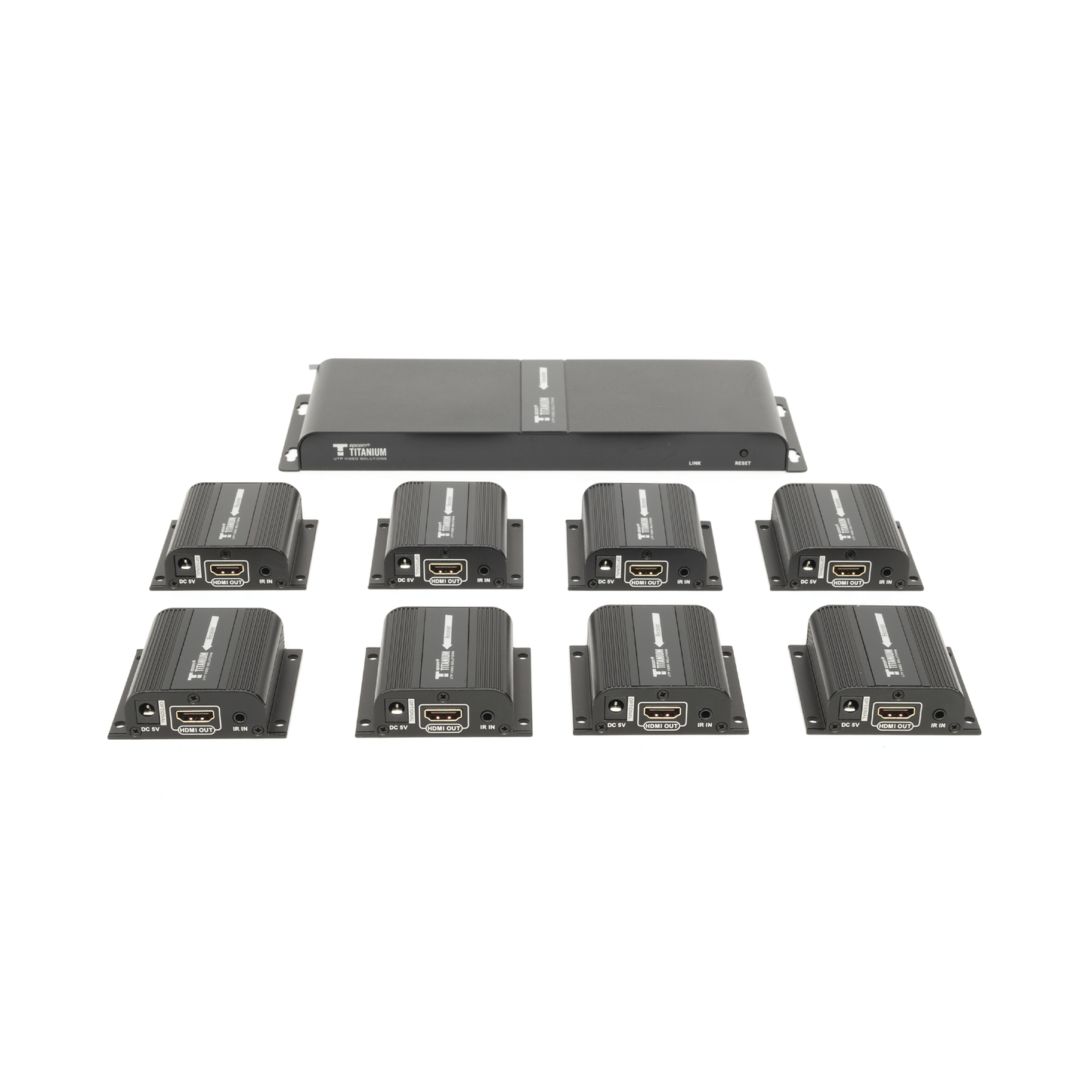 TT718PRO|Kit Divisor y Extensor HDMI (Extender Splitter) / Divide 1 Fuente HDMI a 8 Pantallas / Extiende la se??al HDMI hasta 40 m / Resoluci??n 1080P @ 60 Hz / Cat 6/6a/7 / Uso 24/7 / Salida Loop en el Tx / IR / Alimente solo el Tx (PoC).