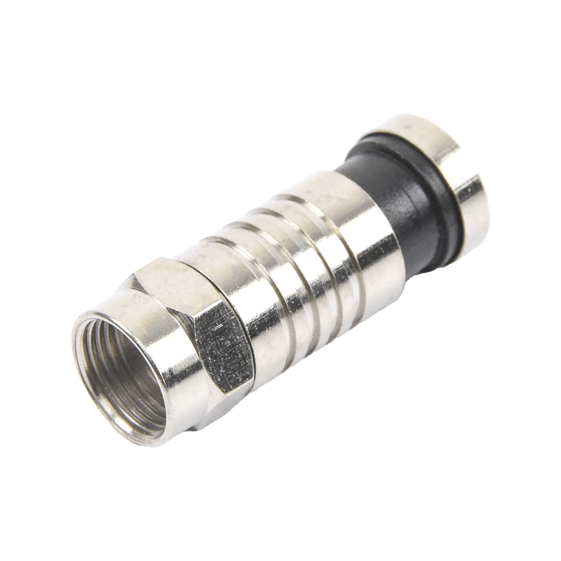 TT-CON-509-RG6|Conector F Macho de Compresi??n para cable RG-6, Cuerpo de Bronce Niquelado.