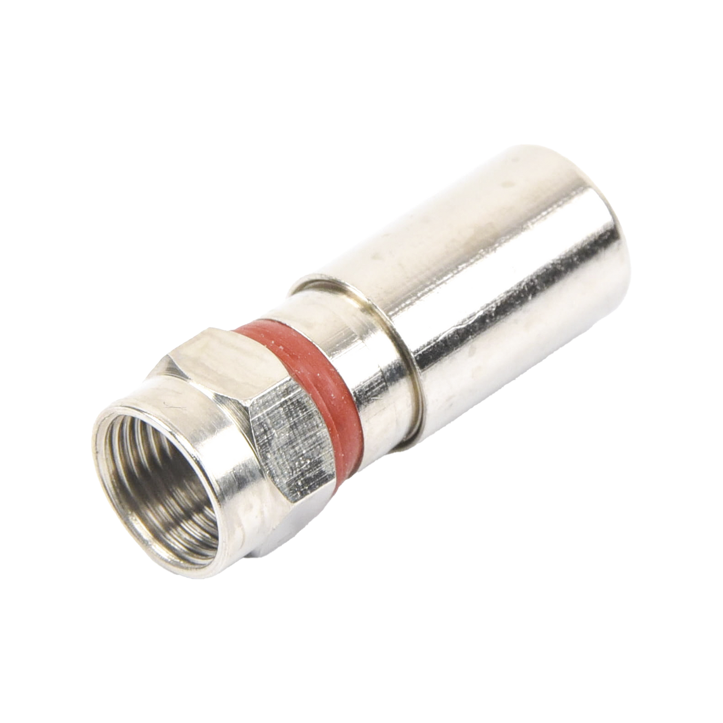 TT-CON-510-RG6|Conector F Macho de Compresi??n, Met?ílico para cable RG-6, Cuerpo de Bronce Niquelado.