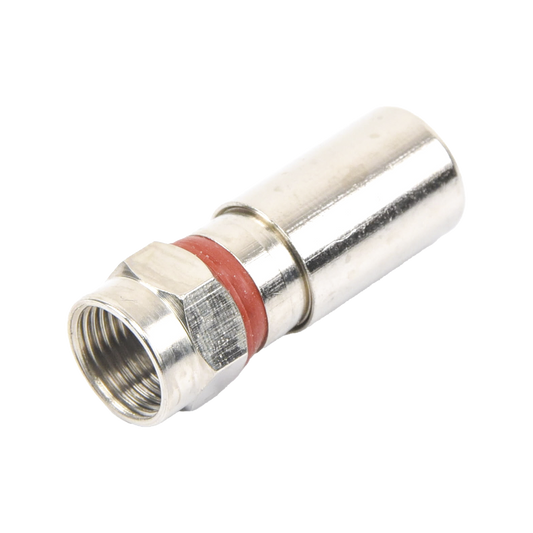 TT-CON-510-RG6|Conector F Macho de Compresi??n, Met?ílico para cable RG-6, Cuerpo de Bronce Niquelado.