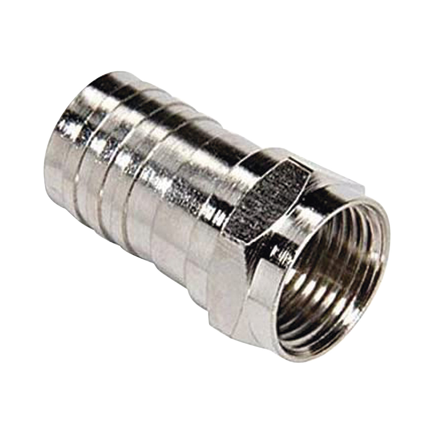 TT-CON-534|Conector F Macho, Plegable de Doble Blindaje para cable RG-6, Cuerpo de Bronce Niquelado.