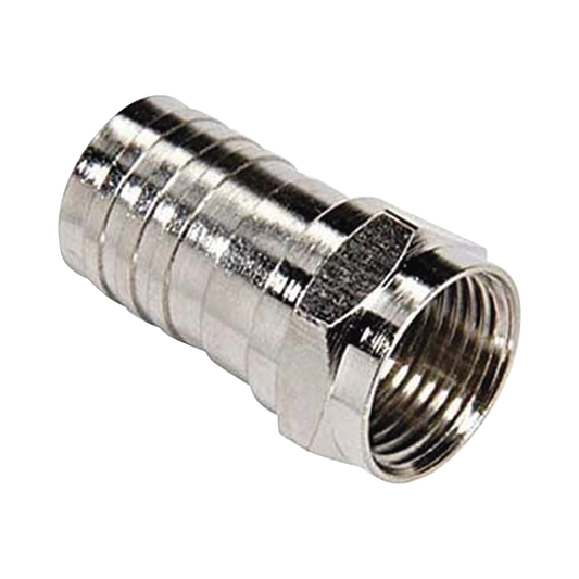 TT-CON-534|Conector F Macho, Plegable de Doble Blindaje para cable RG-6, Cuerpo de Bronce Niquelado.