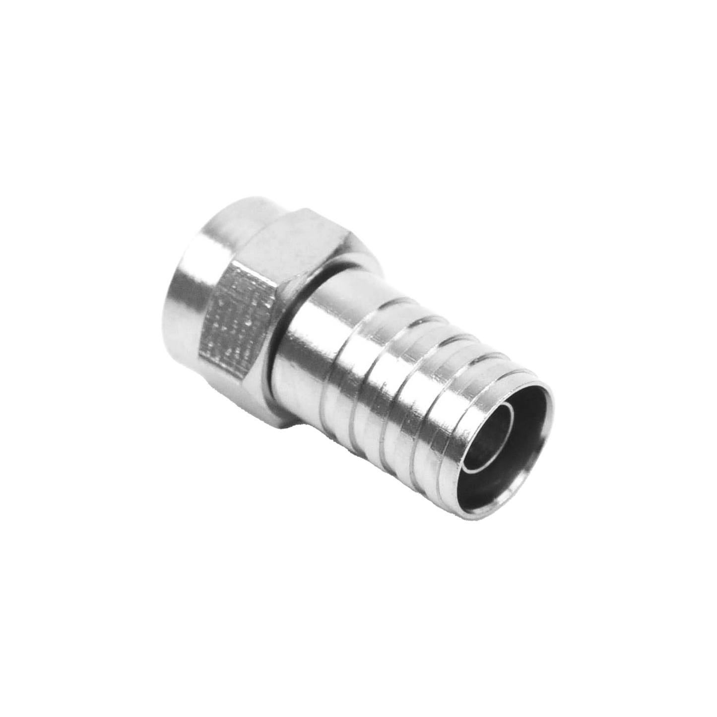 TT-CON-535|Conector F Macho, Plegable de Doble Blindaje para cable RG-59, Cuerpo de Bronce Niquelado.