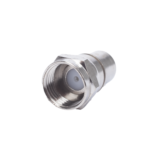 TT-CON-537|Conector F Macho, Plegable con PIN para Cable RG-6, Cuerpo de Bronce Niquelado.