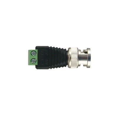 TT-RG-17|Adaptador de conector BNC macho a 2 terminales-tornillo para cables AWG-26-14, en aplicaciones Video Vigilancia, N?¡quel/ Oro/  PTFE y PVC.