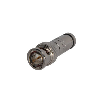 TT-RG-96|Conector BNC macho de 75 Ohm, con base de resorte para montar a presi??n cable coaxial RG-59/ RG-6, N?¡quel/ Oro/ Tefl??n.