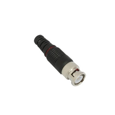 TT-RG-97|Conector BNC macho en 75 Ohm con Base de Alivio Pl?ística Negra para Cable Coaxial RG-59/ RG-6, N?¡quel/ Oro/ Tefl??n.
