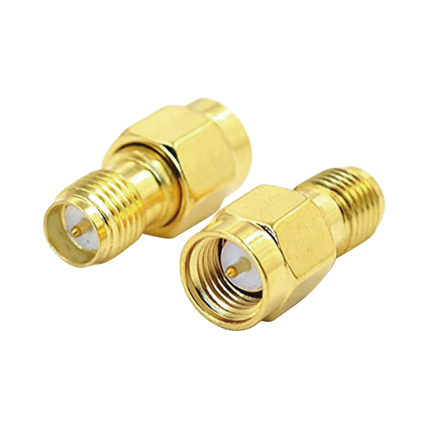 TT-RM-0021|Adaptador de SMA Macho a SMA Hembra Inverso, Oro/ Oro/ Teflón,