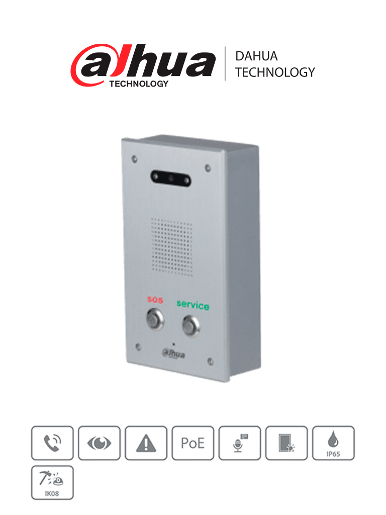 DAHUA DHI-VTA2302A - Terminal de ayuda o intercomunicador /2.7" 2MP CMOS de alta definici??n, baja iluminaci??n / Panel de aluminio anodizado / Iluminaci??n autom?ítica y visi??n nocturna / Alarma de un bot??n, llamada de emergencia SOS