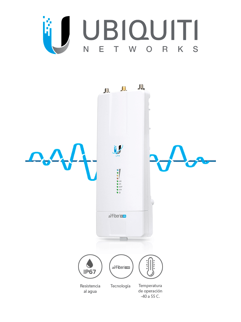 UBIQUITI AIRFIBER AF-5XHD - Radio Conectorizado AirFiber X / Clase Carrier / 4.8GHz a 6.2GHz / Exterior / Hasta 1 Gbps / 26 dBm / Tecnología LTU / IP67
