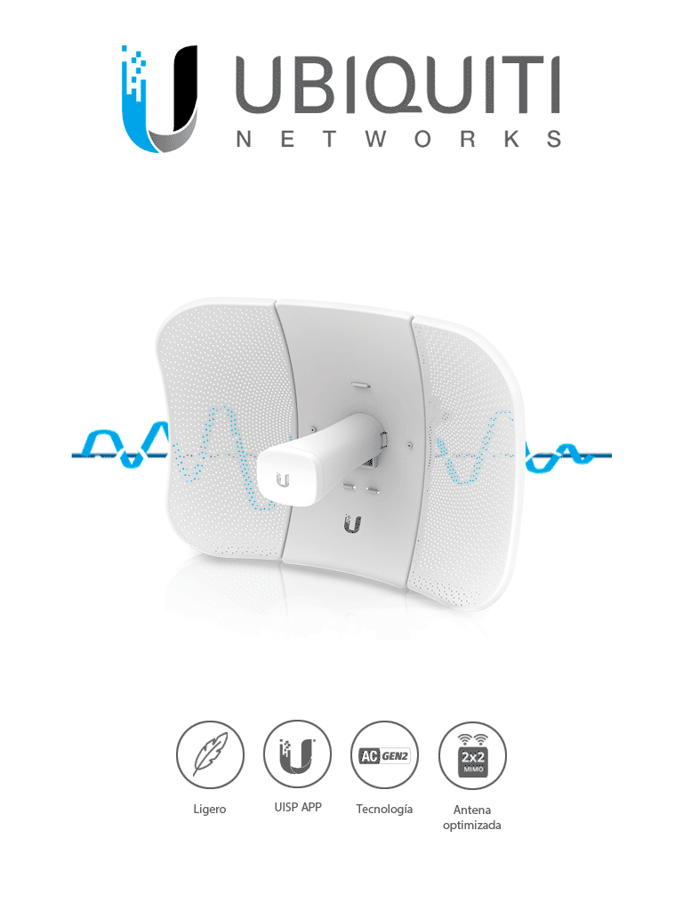 UBIQUITI LITEBEAM AC LBE-5AC-GEN2	- Radio con antena integrada Airmax AC GEN2 5.8GHz / Exterior / Antena 23 dBi / 25 dBm / Rendimiento hasta 450 Mbps /