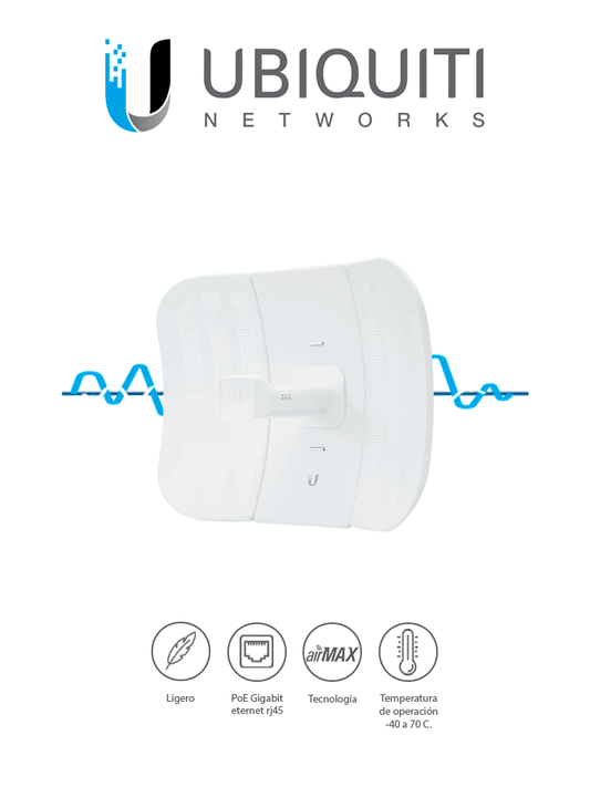 UBIQUITI LiteBeam M5 LBE-M5-23 - Radio (CPE) airMAX M5/ 5 GHz (5150 - 5875 MHz)/ Antena Integrada de 23 dBi/ 25 dBm/ 1 Puerto Ethernet (10/100)/ Rendimiento de Hasta 100 Mbps/