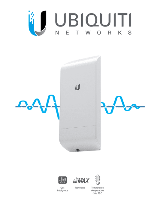 UBIQUITI NANOSTATION LOCOM2 - Radio con antena integrada Airmax 2.4GHz / Exterior / MIMO / Antena panel 8 dBi / 23 dBm / Rendimiento hasta 150 Mbps