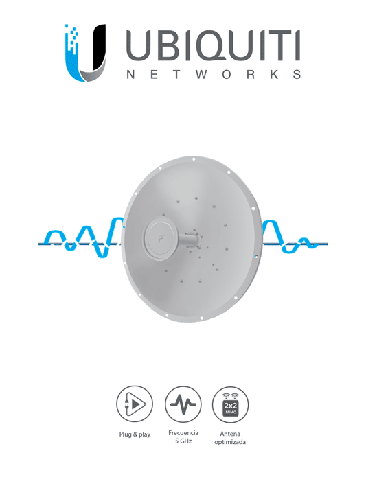 UBIQUITI ROCKETDISH RD-5G34 - Antena Direccional para Radio Conectorizado / 5.8GHz / Ganancia 34 dBi / MIMO