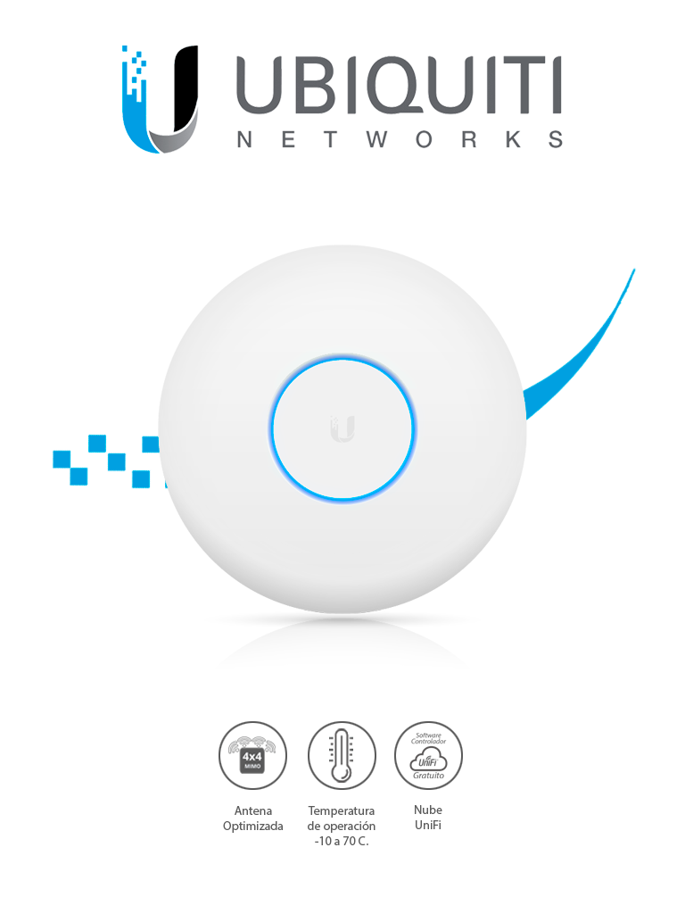 UBIQUITI UAP-AC-HD - Access Point Inal?ímbrico UniFi AC HD / Doble Banda 802.11ac / Interior / MU-MIMO 4x4 / 25 dBm / Hasta 2533 Mbps / Incluye Inyector PoE /
