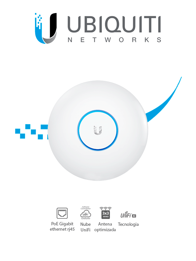 UBIQUITI UAP-AC-PRO - Access Point Inal?ímbrico UniFi AC / Doble Banda 802.11ac / Interior / MIMO 3x3 / 22 dBm / Hasta 1750 Mbps / Incluye Inyector PoE/
