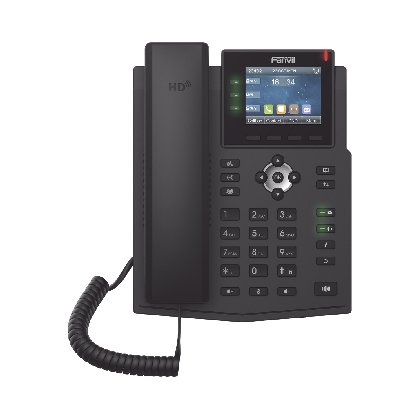 X3U|Tel?®fono IP Empresarial con Est?índares Europeos, 6 lineas SIP con pantalla LCD a color, puertos Gigabit, IPv6, Opus y conferencia de 3 v?¡as, PoE/DC