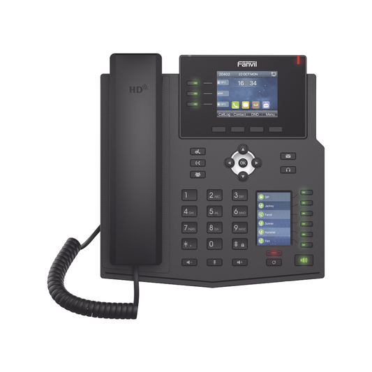 X4U|Tel?®fono IP Empresarial con Est?índares Europeos, 12 lineas SIP con pantalla a color, 30 teclas DSS/BLF, puertos Gigabit, IPv6, Opus y conferencia de 3 v?¡as, PoE/DC